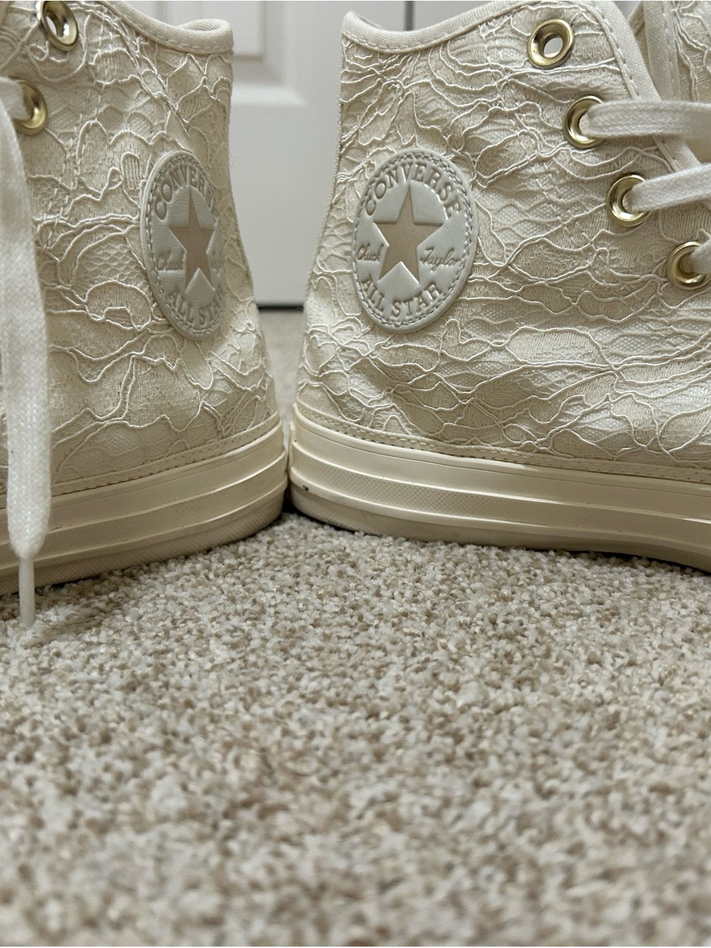 Converse chuck taylor all star lace in cream/egret gold bridal like new - Picture 8 of 14